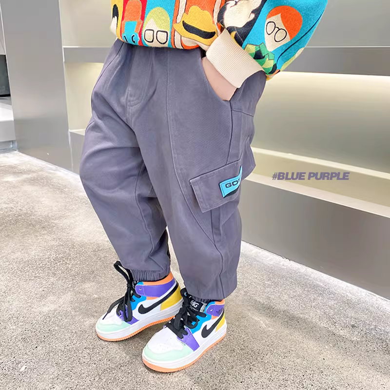 Quần trẻ em kiểu Hàn Quốc, quần cargo mùa xuân 2025, quần dài thời trang xuân thu cho bé trai, mặc ngoài