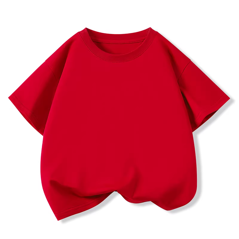 Áo thun cotton tay ngắn mùa hè cho bé trai và bé gái Little Hope, màu trơn không họa tiết, dáng rộng