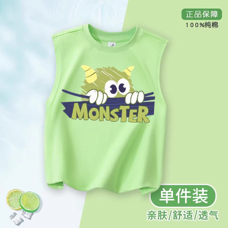 Áo gile mùa hè mỏng cho bé trai kiểu mới 2025, áo gile không tay trẻ em, áo gile thời trang đa năng chất liệu cotton nguyên chất cho bé trai