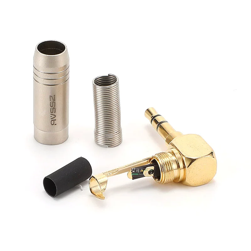 Đầu cắm tai nghe âm thanh nổi góc cạnh 90 độ mạ vàng 3,5mm Đầu nối hàn hình chữ L góc vuông DIY cho điện thoại di động