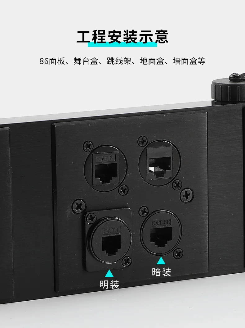 Mạng loại 5e Mô-đun hai đường truyền loại D ổ cắm gắn tường tòa nhà thông minh Ethernet 100M ARJ45-CAT5E