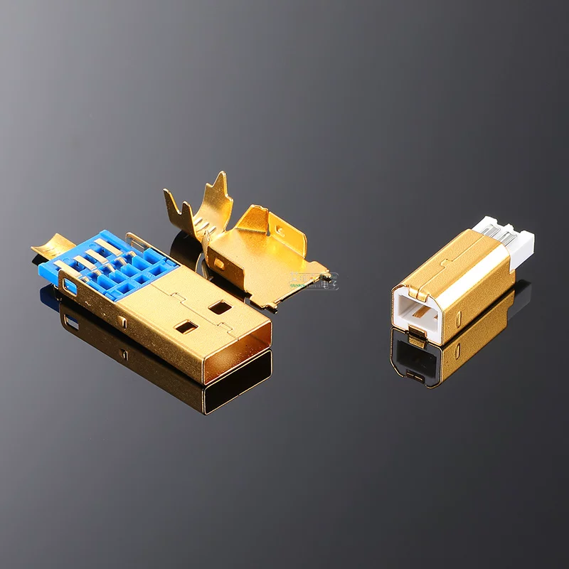 Cáp sạc điện thoại di động cao cấp DIY, đầu nối USB3.0 mạ vàng dày, loại A đực, dòng điện 6A, đầu nối ngắn kiểu B, dây hàn 2