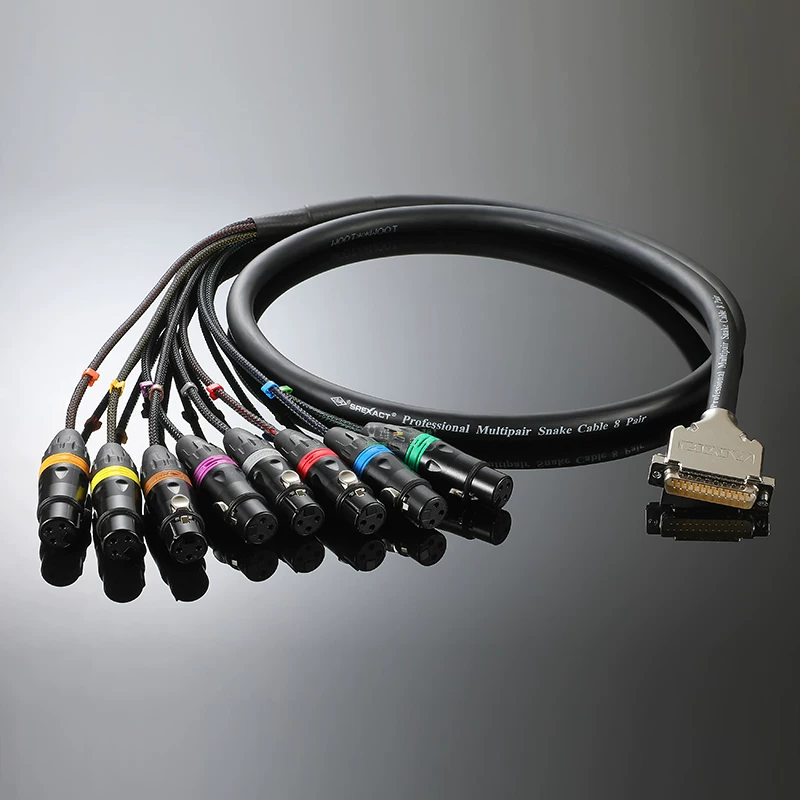 Cáp kết nối Protools HD DB25 sang 8 XLR đực/cái với 8 cổng đầu ra I/O, cáp đuôi quạt kiểu pigtail dành cho âm thanh.