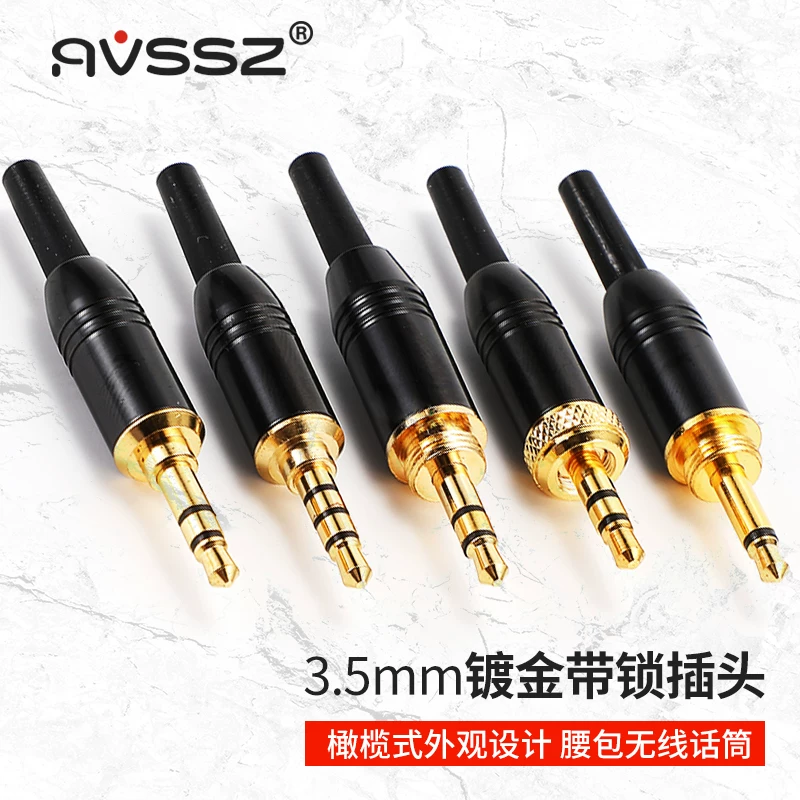 Tai nghe 3,5mm có đầu nối khóa, ren ngoài 3,5MM, 2 vòng, 3 phần, đầu cắm tai nghe hai kênh, tự khóa, cổng mạ vàng