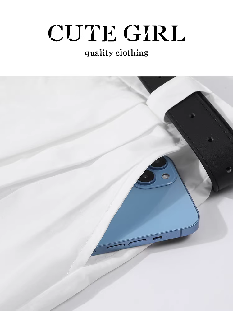 Váy eo thun màu trắng phong cách Hàn Quốc dành cho nữ, váy chữ A dáng suông đa năng, thanh lịch, eo cao, tôn dáng mùa thu