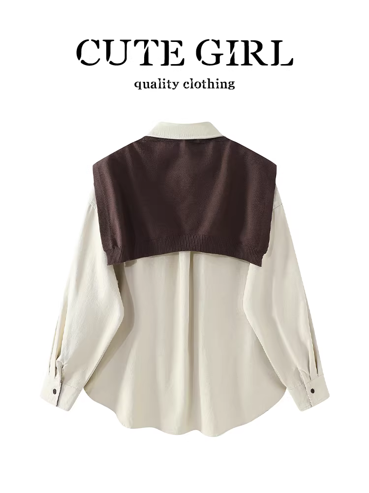 Áo sơ mi cổ màu mơ nhỏ nhắn có khăn choàng dành cho nữ, mùa thu đông, cao cấp, dáng rộng, đa năng, áo giảm tuổi tác