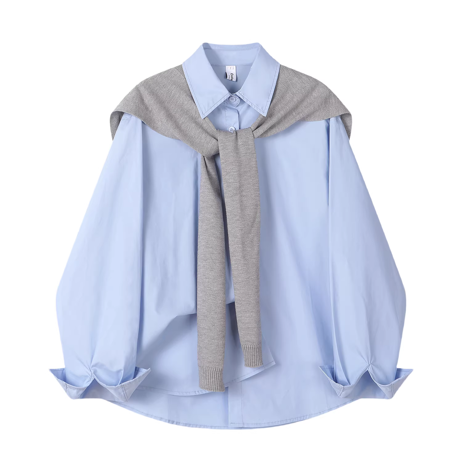 Áo sơ mi dài tay kiểu cổ điển của CuteGirl dành cho nữ trong mùa xuân và mùa thu, áo khoác dáng rộng đơn giản, áo sơ mi giản dị