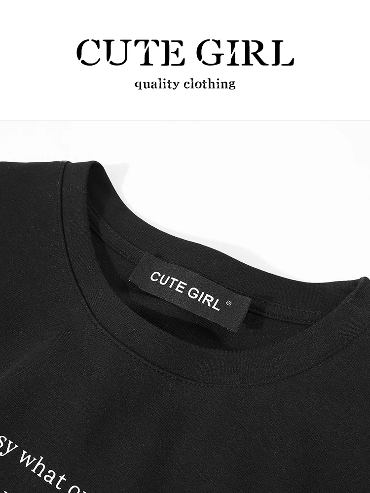 CuteGirl thiết kế áo camisole ren chắp vá giả hai mảnh áo thun ngắn tay dành cho nữ mùa hè cổ tròn in hình hàng đầu hợp thời trang