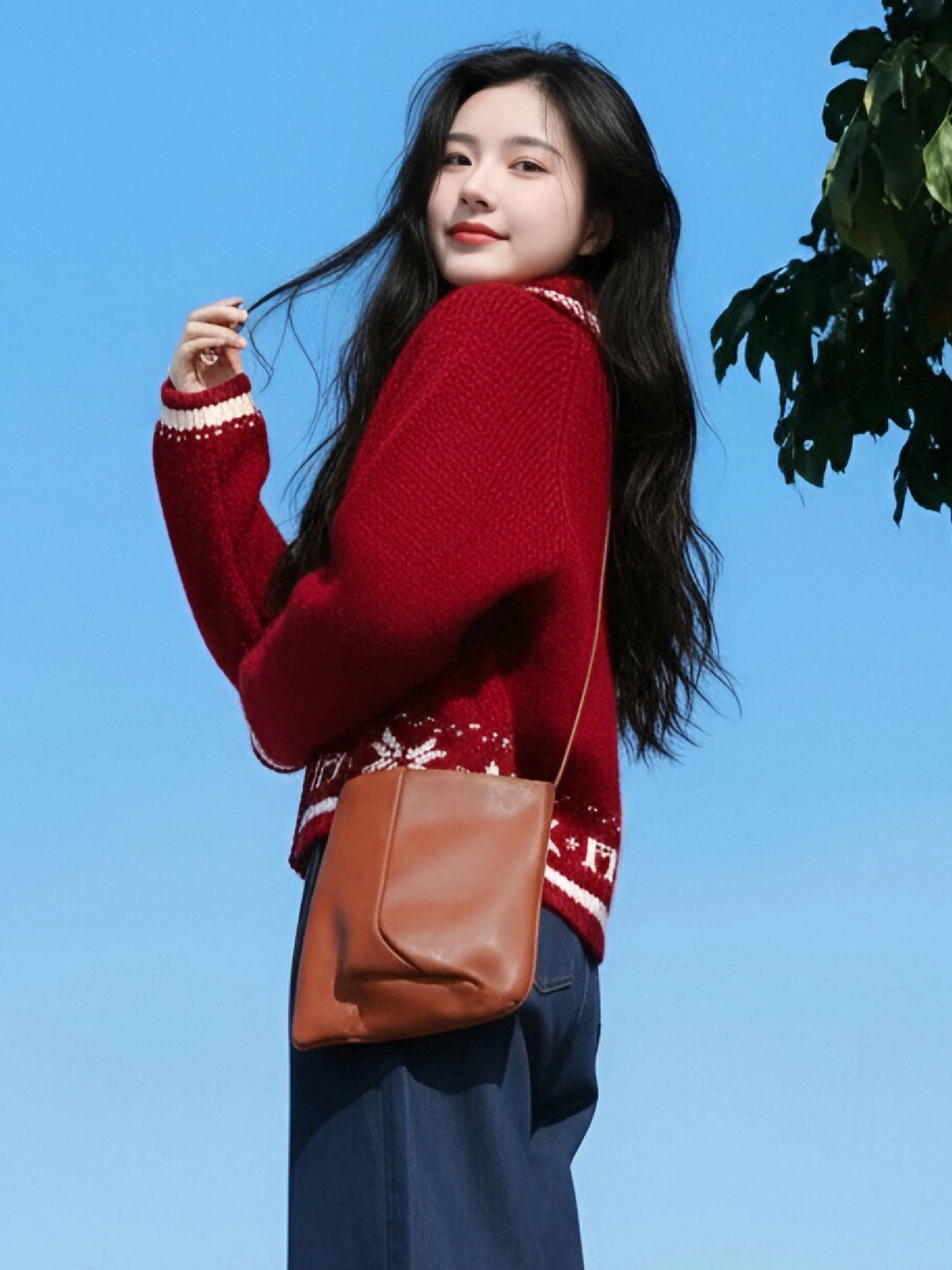 Áo len cardigan có khóa kéo màu đỏ Giáng sinh của CuteGirl dành cho nữ, áo len mùa đông thông thường đa năng, kiểu dáng lười biếng