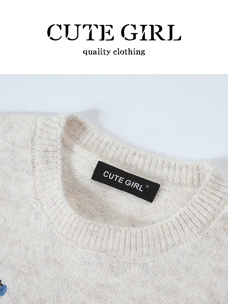 CuteGirl Hàn Quốc cổ điển màu trắng cổ áo Polo áo sơ mi dệt kim áo vest nữ mùa thu thanh lịch áo sơ mi dáng rộng giản dị