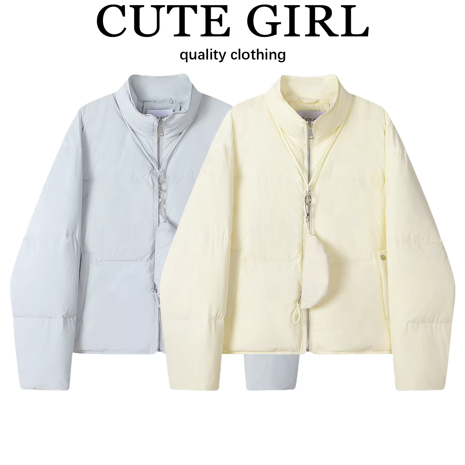 Áo khoác cổ đứng màu mơ đơn giản phong cách Hàn Quốc dành cho nữ, áo khoác phao dày dặn ấm áp mùa đông dành cho người có vóc dáng nhỏ nhắn.