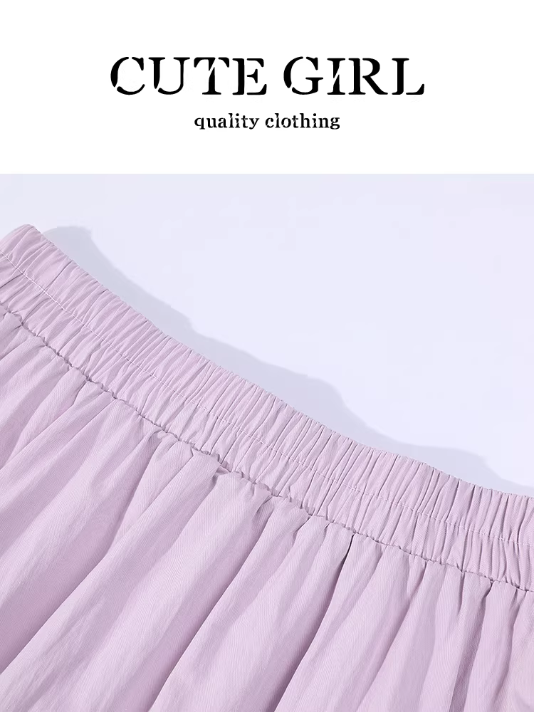 Váy hoa tím lưng cao phong cách Hàn Quốc dành cho nữ, váy dài phồng thanh lịch mùa hè