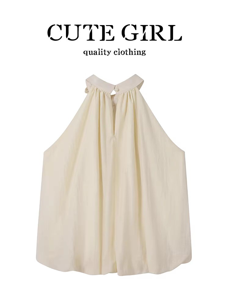 Áo ba lỗ cổ yếm có dây buộc hoa ba chiều nhẹ nhàng phong cách Hàn Quốc dành cho nữ, áo trễ vai hình nụ hoa độc đáo mùa hè