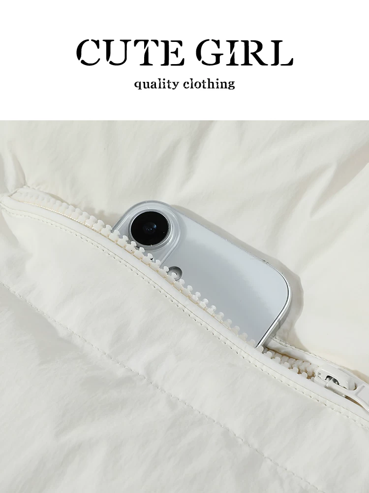 Áo khoác trắng kiểu Hàn Quốc có khăn choàng và cổ đứng dành cho nữ, mùa thu đông, áo khoác cotton thanh lịch, rộng rãi, đa năng, giảm tuổi tác.