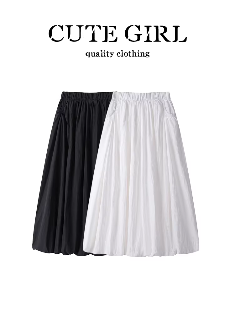 CuteGirl Váy hoa trắng lưng cao phong cách ngọt ngào Hàn Quốc dành cho nữ, váy bồng bềnh chữ A đa năng mùa hè