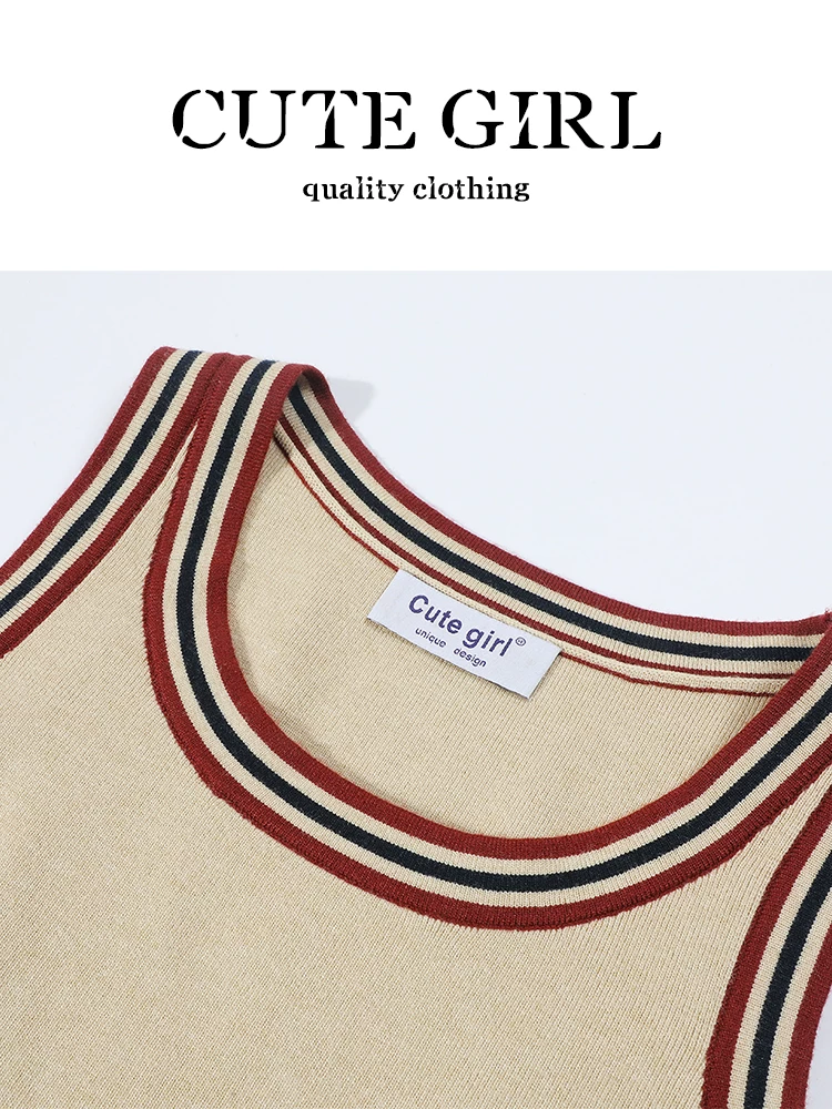 CuteGirl phong cách preppy thêu nơ áo len dệt kim cardigan nữ mùa xuân không tay váy vest bộ đồ hai mảnh