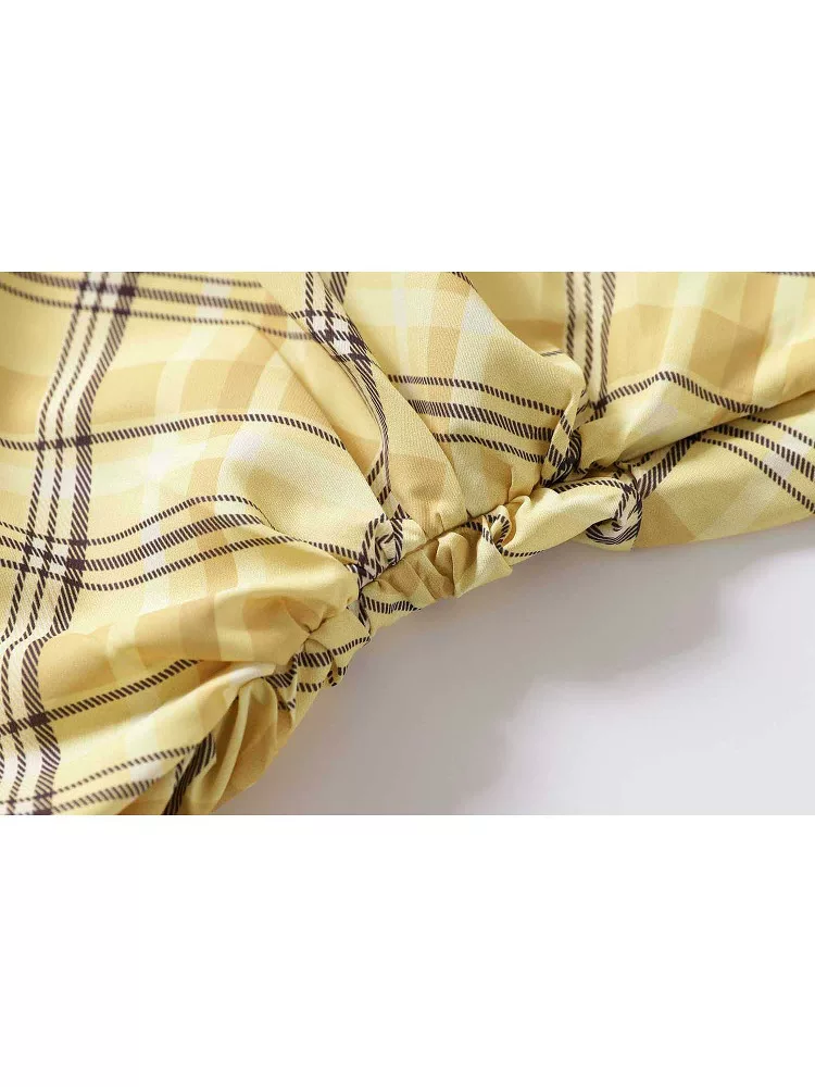 Áo vest không tay cổ yếm kẻ sọc sang trọng phong cách Pháp của CuteGirl dành cho nữ, áo dây buộc eo không đều thanh lịch mùa hè