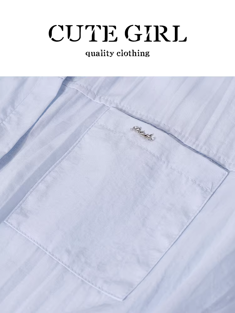 Áo sơ mi ngắn tay cổ POLO giảm tuổi tác phong cách Hàn Quốc dễ thương dành cho nữ mùa hè dáng rộng và đa năng