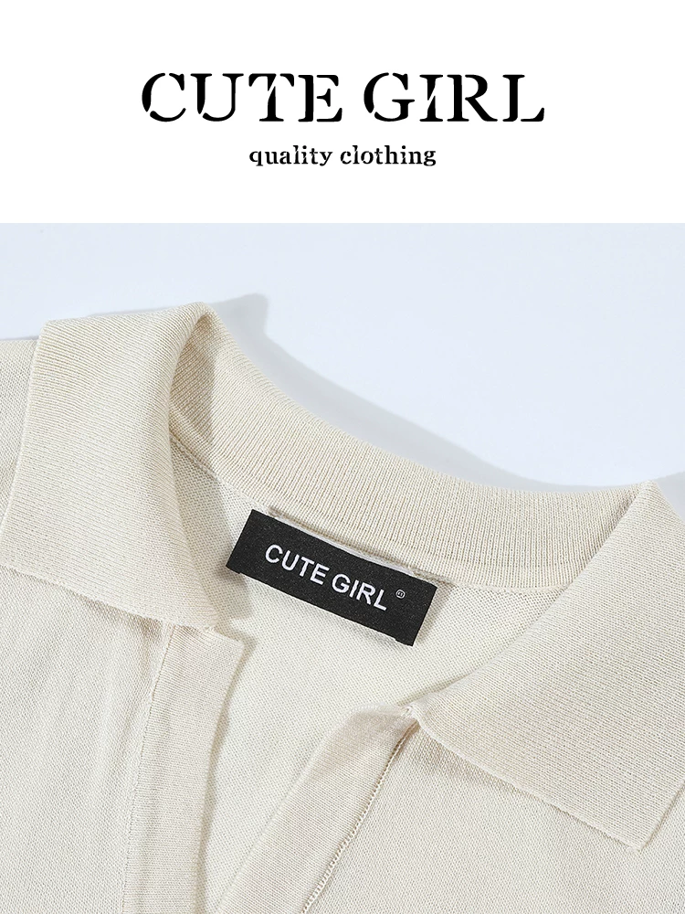 Áo vest dệt kim không tay cổ polo cổ điển Hàn Quốc CuteGirl dành cho nữ, áo kiểu dáng rộng rãi, đa năng, cao cấp mùa hè