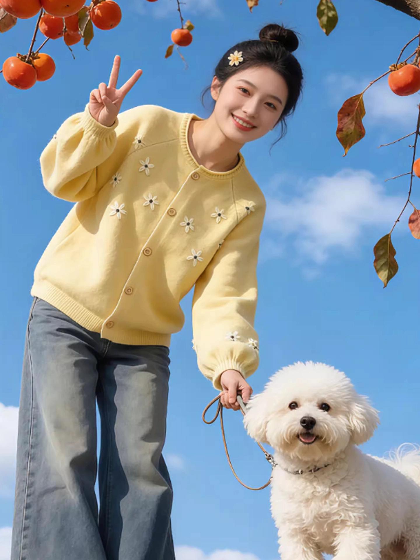 Áo len jacquard cổ tròn màu vàng phong cách Hàn Quốc dành cho nữ, phong cách dịu dàng mùa đông, áo dáng rộng, giản dị, đa năng, mềm mại, giảm béo