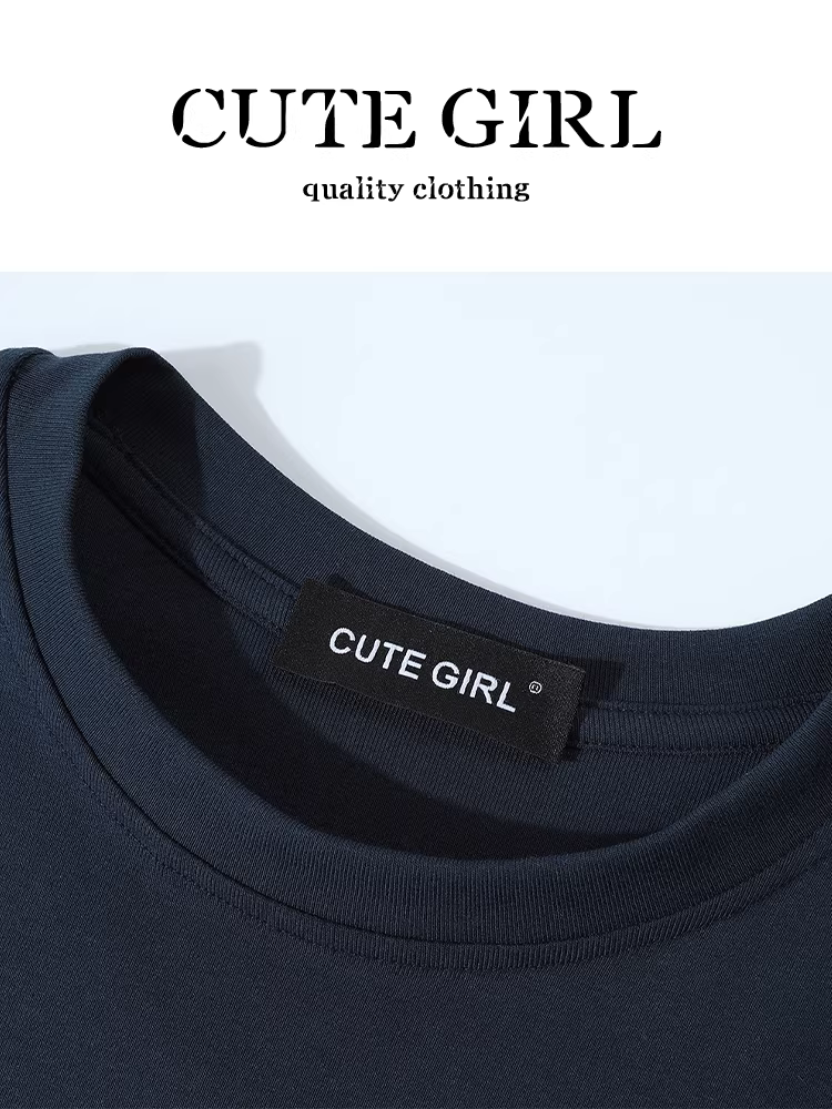 Áo thun ngắn tay cổ tròn in hình siêu phong cách của CuteGirl dành cho nữ, áo thun dáng ôm cao cấp đính cườm mùa hè