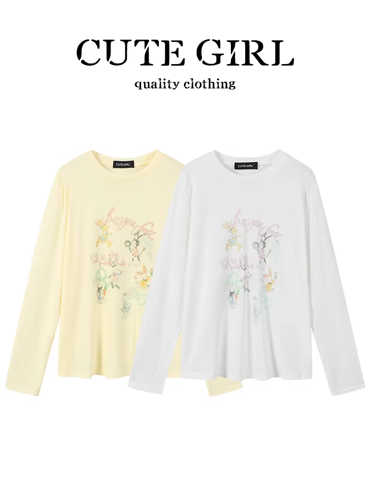 Áo thun chống nắng in hình hoạt hình lười biếng phong cách Hàn Quốc dễ thương dành cho nữ mùa hè mỏng dáng rộng thường ngày