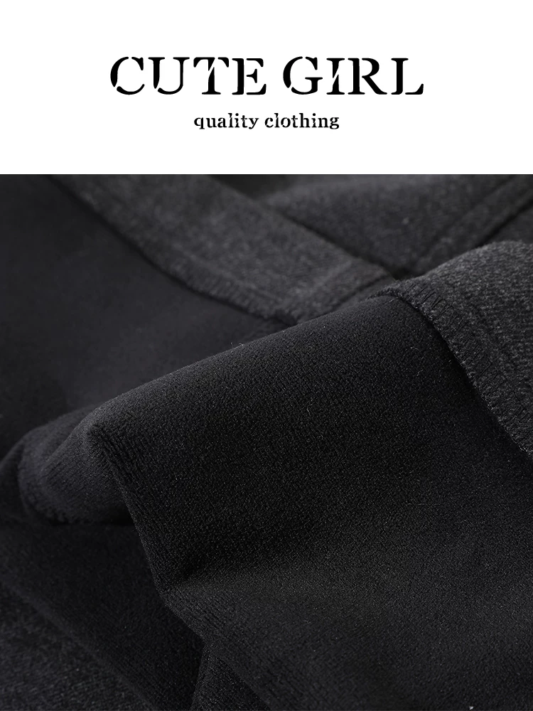 Quần ống rộng len màu xám đậm phong cách retro Hàn Quốc dành cho nữ, mùa thu đông, thanh lịch, rộng rãi, giản dị, quần thường ngày lót lông cừu