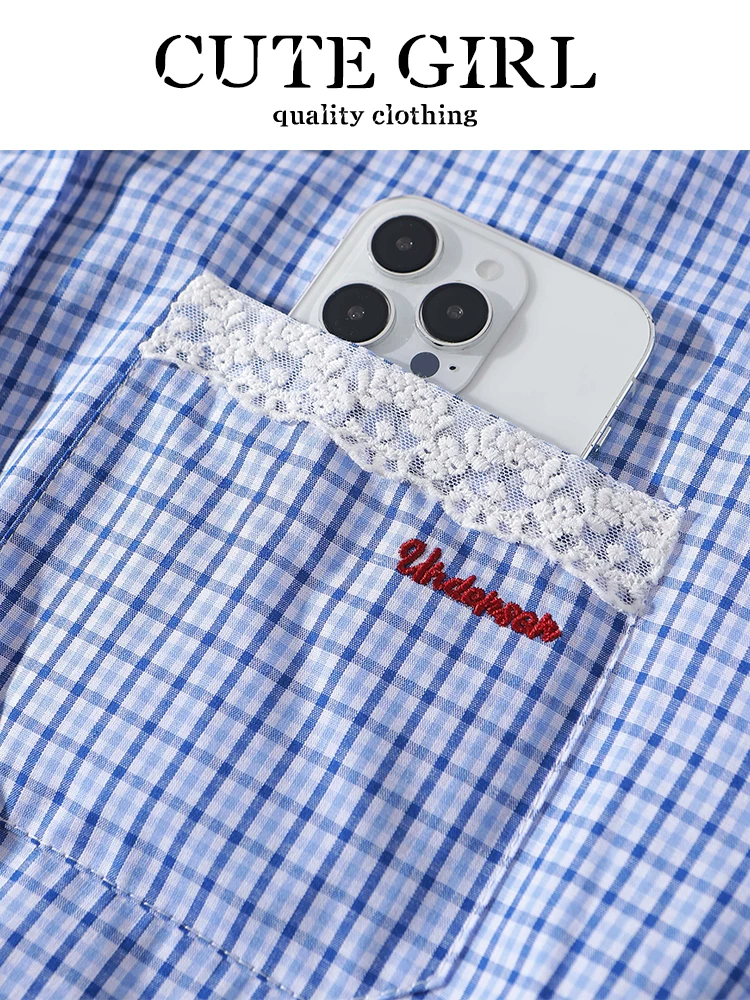 Váy sơ mi kẻ sọc giảm tuổi tác theo phong cách preppy của CuteGirl dành cho nữ, váy ngắn tay dài ôm eo giảm béo mùa xuân mới