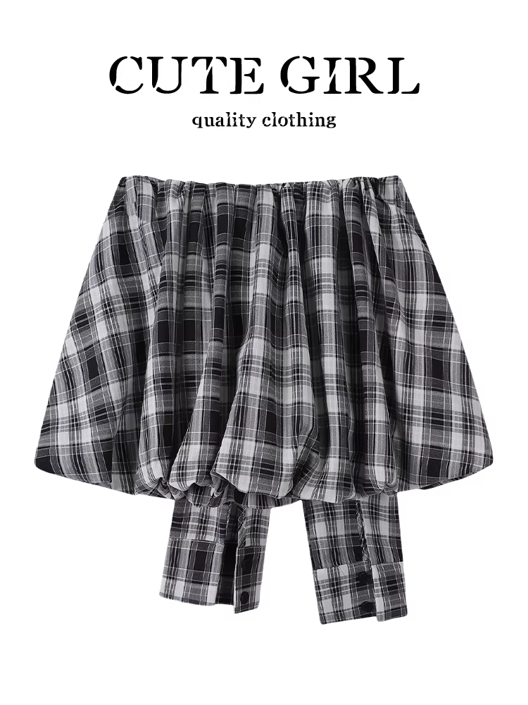 Váy kẻ sọc bất đối xứng phong cách Hàn Quốc dễ thương dành cho nữ, thiết kế mùa hè, váy ngắn cạp cao tôn dáng