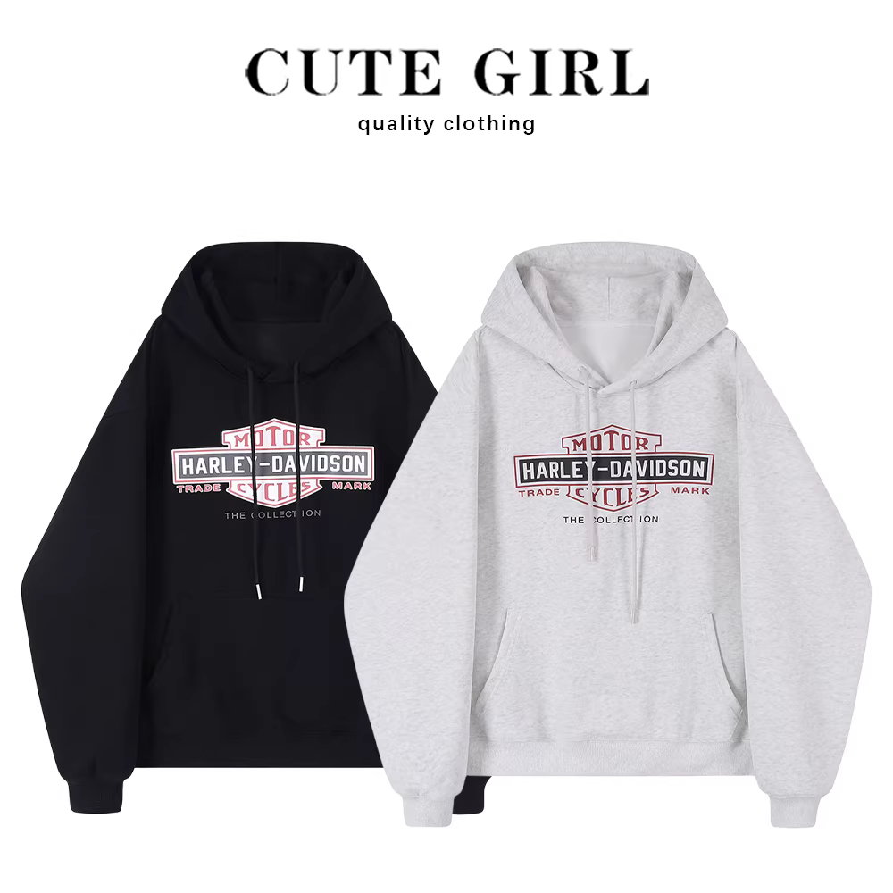 Áo khoác nỉ có mũ kiểu Mỹ cổ điển CuteGirl dành cho nữ, thiết kế mới mùa xuân thu 2025, dáng rộng