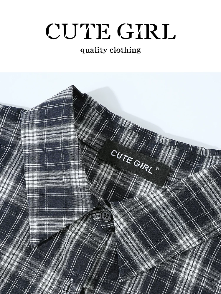 CuteGirl retro kẻ sọc ve áo dài tay áo vest phù hợp với phụ nữ đầu mùa thu giản dị đa năng áo sơ mi sang trọng