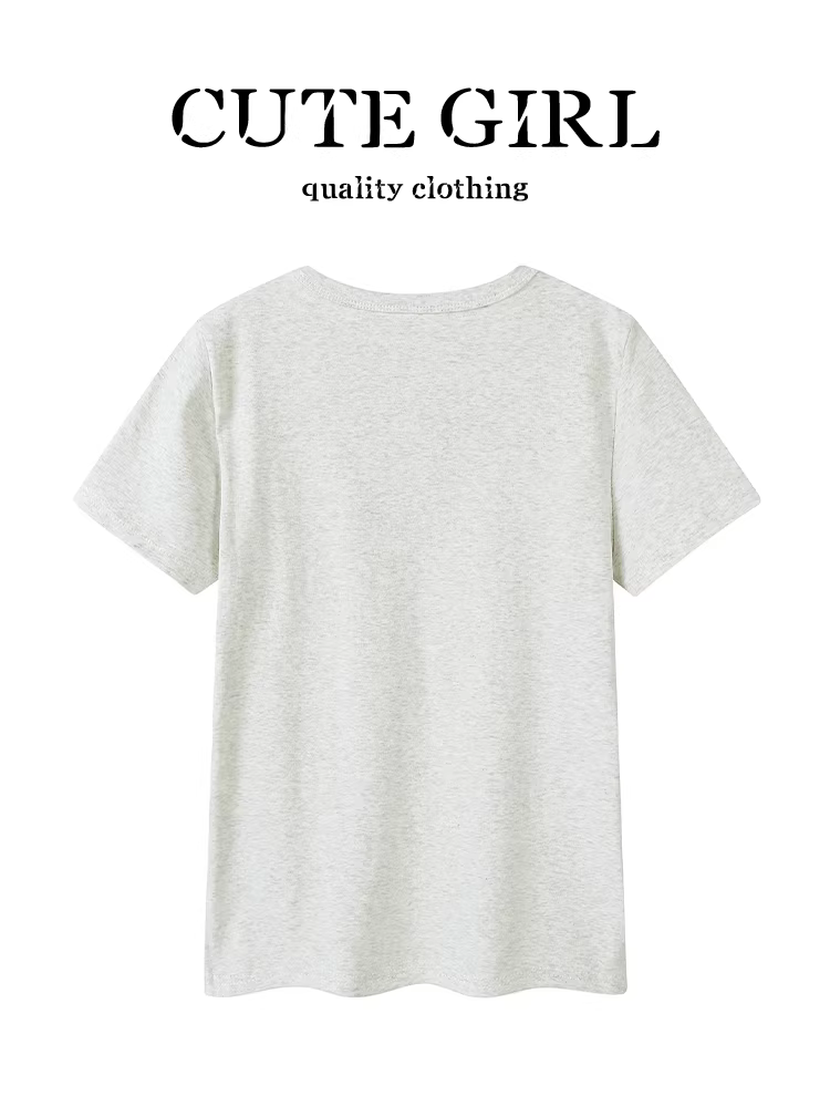 Áo thun ngắn tay in hình thỏ múa ba lê phong cách dễ thương dành cho nữ thiết kế mùa hè dáng ôm vừa vặn giảm béo giảm tuổi tác