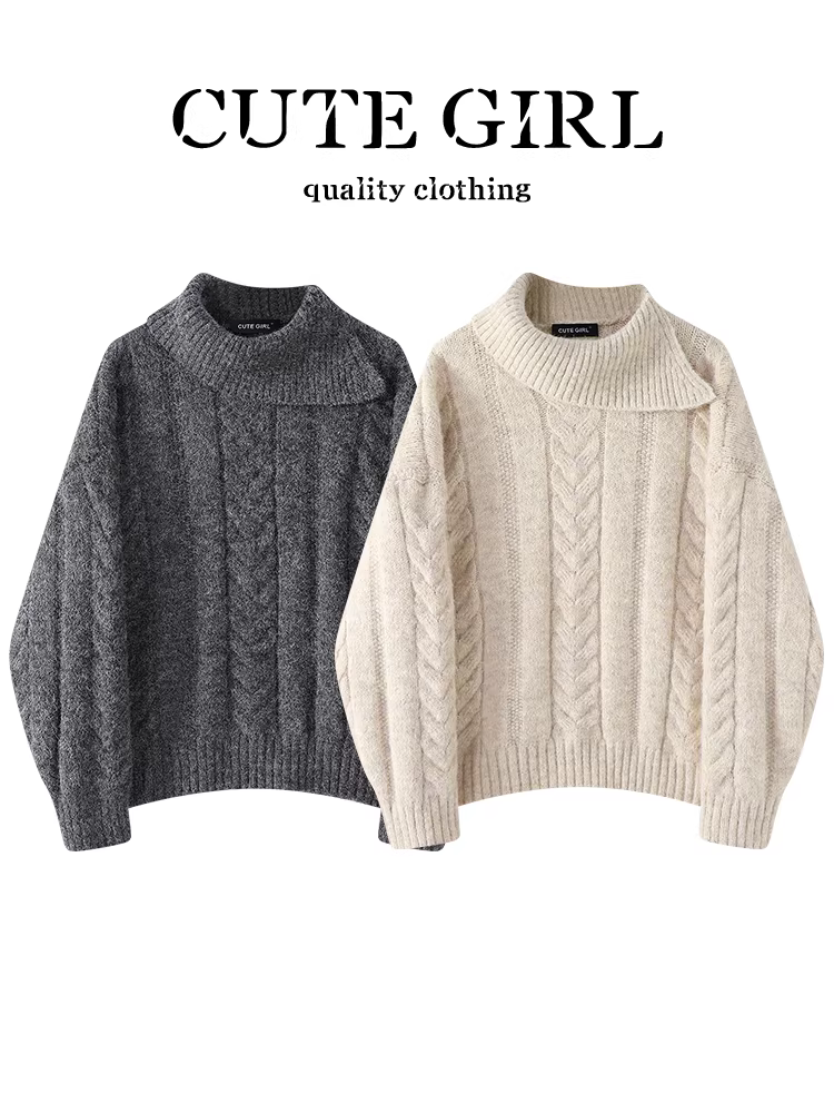 Áo len dệt kim xoắn lấy cảm hứng từ thiết kế CuteGirl dành cho nữ, mùa thu đông, phong cách lười biếng, dáng rộng, giản dị, đa năng, áo len ấm áp