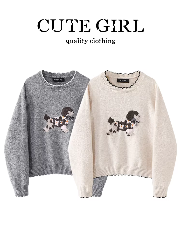 Áo len chui đầu họa tiết nơ cổ điển CuteGirl dành cho nữ trong mùa thu đông, áo dáng rộng và đa năng sành điệu
