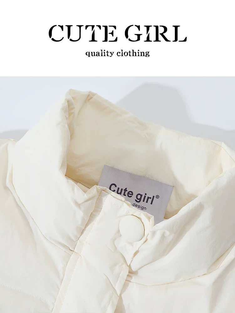 Áo khoác ngắn cổ đứng phong cách nhẹ nhàng CuteGirl dành cho nữ, mùa thu đông, thanh lịch, rộng rãi, đa năng, giảm tuổi tác, áo khoác cotton dày