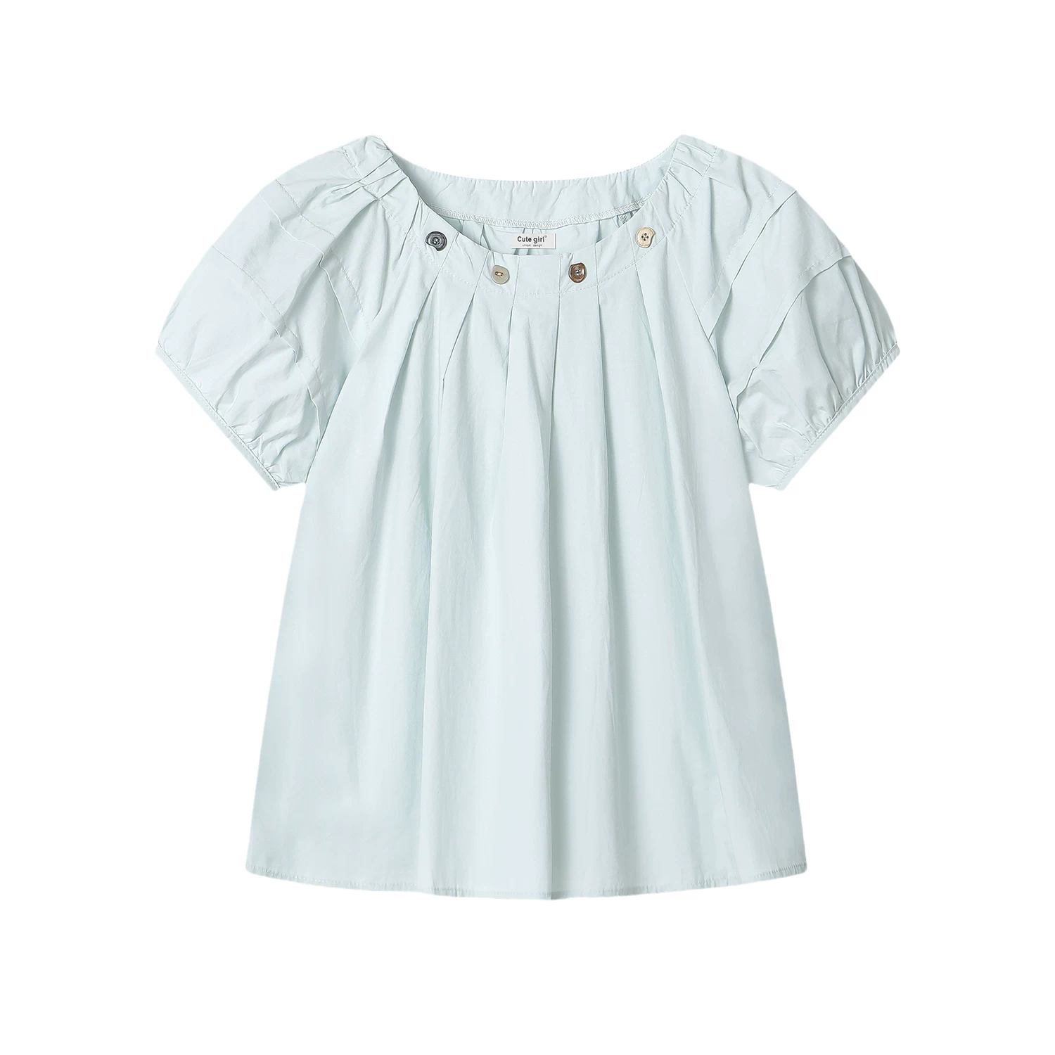 CuteGirl Dopamine Outfit Áo sơ mi tay phồng màu vàng dành cho nữ mùa hè 2025 Thiết kế mới Áo kiểu sang trọng