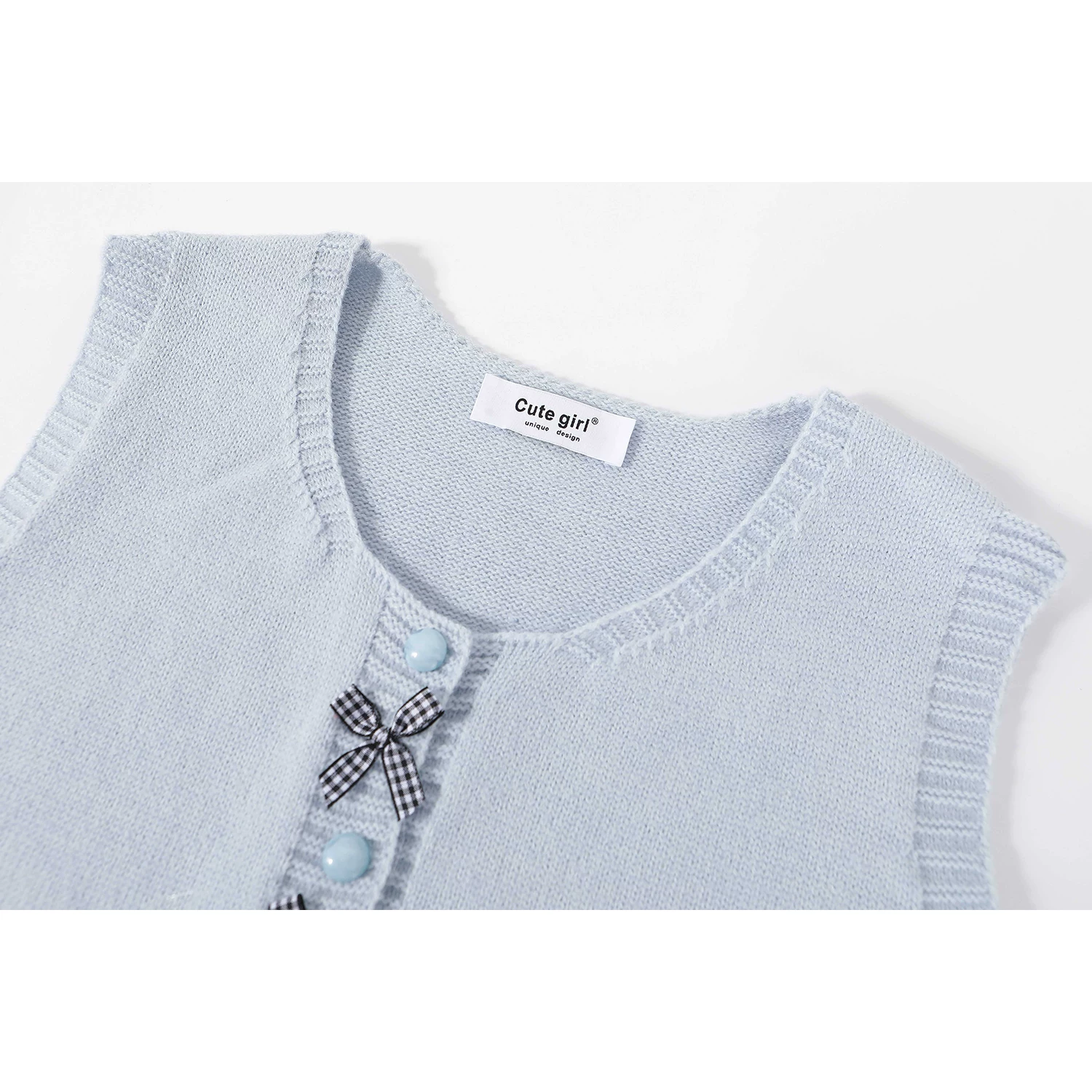 CuteGirl phong cách preppy áo vest dệt kim nơ cổ điển dành cho nữ mùa xuân áo sơ mi dài tay màu trắng bộ hai món
