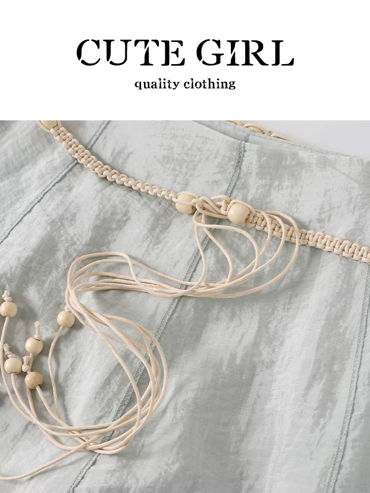 Váy che hông cạp cao kiểu dáng dễ thương dành cho nữ, váy dáng chữ A dài vừa phải mùa hè