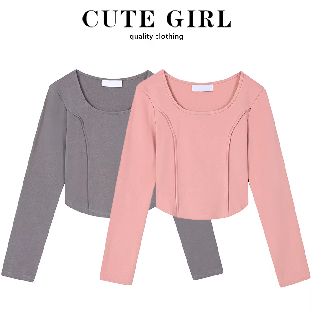 Áo thun nữ tay dài CuteGirl pure desire, kiểu mới xuân thu 2025, áo lót độc đáo, kiểu dáng ôm dáng.