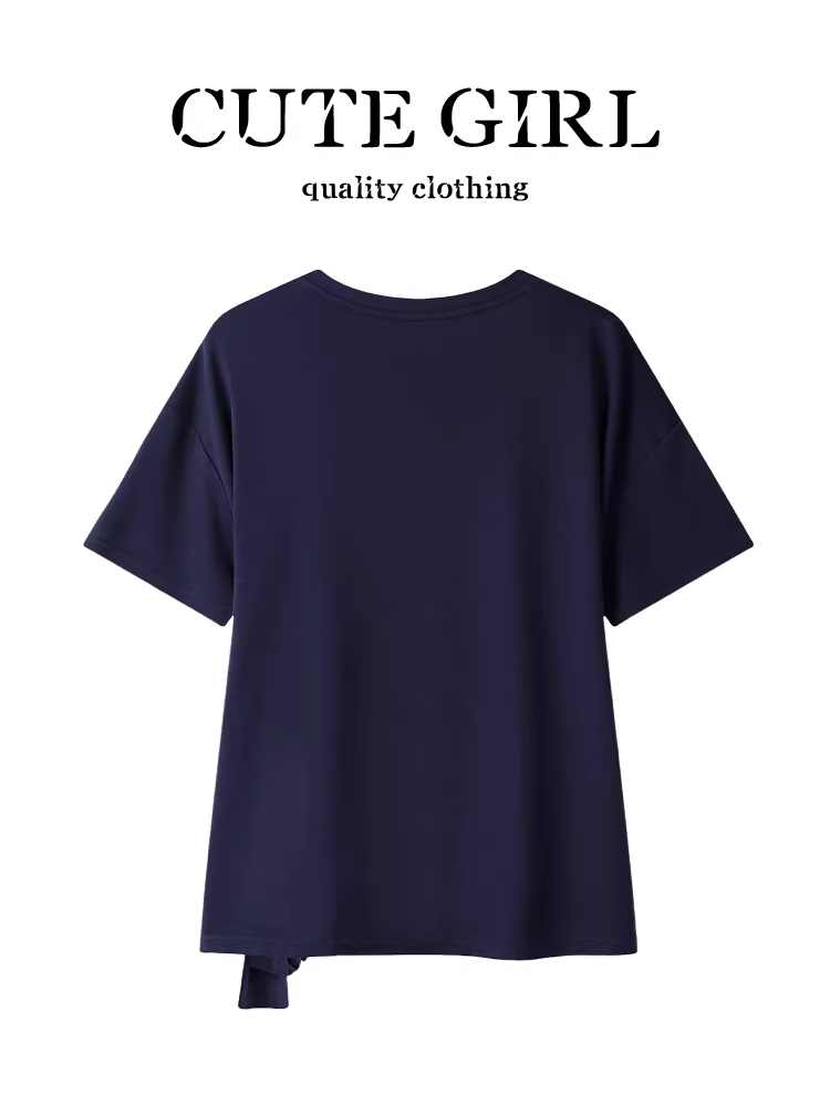 Áo thun ngắn tay in chữ phong cách Hàn Quốc dễ thương dành cho nữ, áo kiểu dáng rộng và đa năng mùa hè