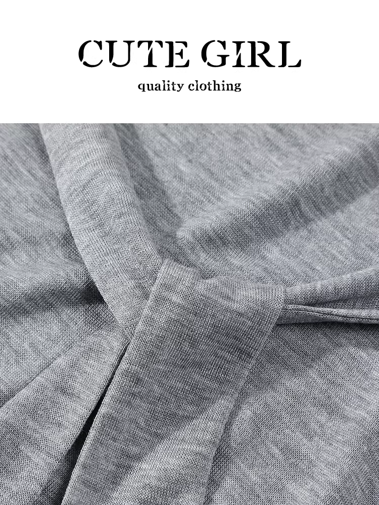 Áo thun chống nắng kiểu Hàn Quốc màu xám thắt eo phong cách Hàn Quốc dành cho nữ, áo thun đa năng thanh lịch mùa hè