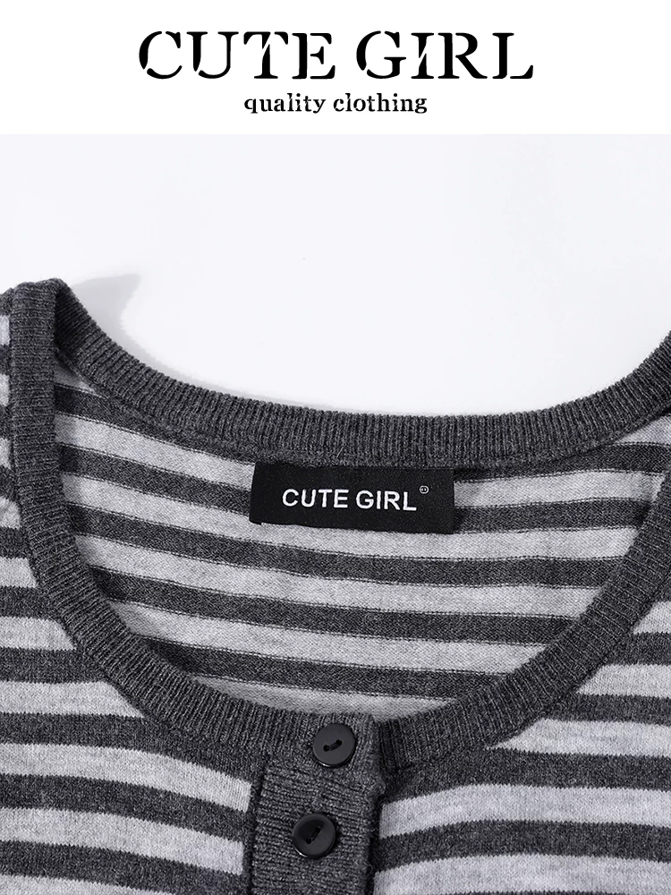 Váy dệt kim sọc phong cách Hàn Quốc có khăn choàng dành cho nữ, đầu thu, mang lại cảm giác cao cấp, váy thẳng dáng rộng và thon gọn.