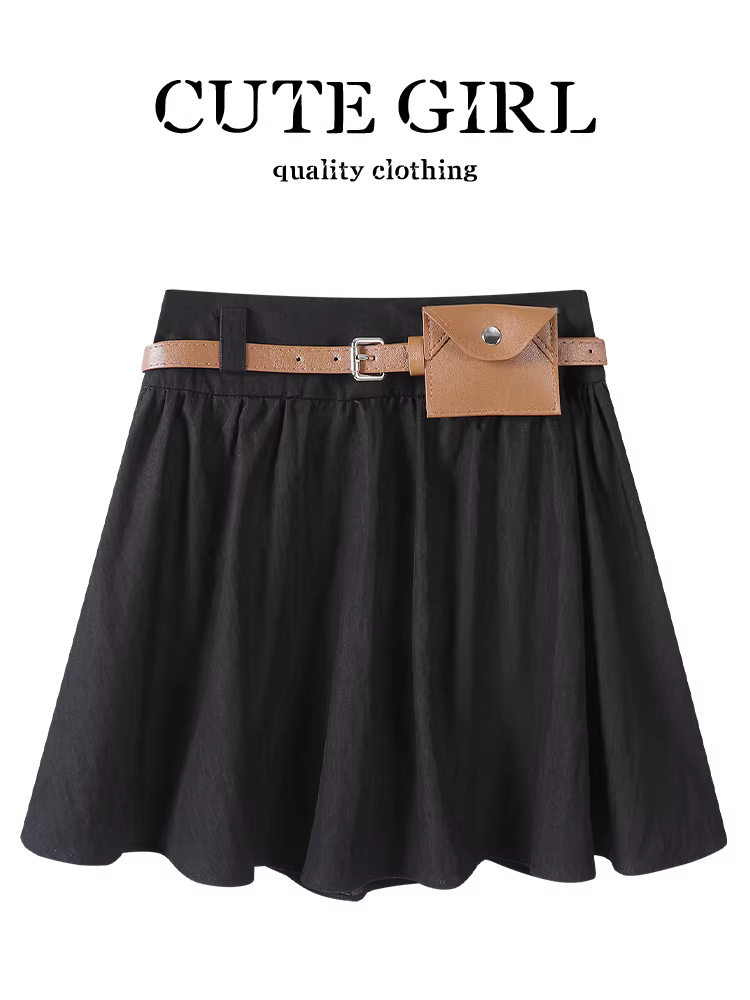 Váy xếp ly màu đen phong cách ngọt ngào Hàn Quốc dành cho nữ mùa thu, váy ngắn nhỏ nhắn, thon gọn, đa năng, giảm tuổi tác