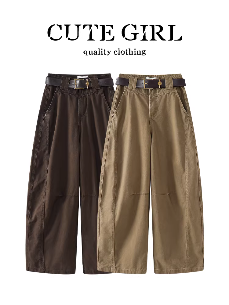 Quần jean ống rộng nhỏ nhắn dễ thương dành cho nữ, mùa thu đông, cạp cao, tôn dáng, đa năng, quần kiểu scimitar giản dị