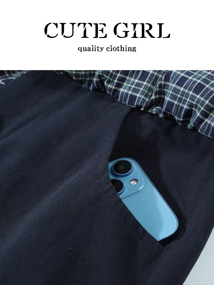 Quần ống rộng chắp vá kiểu Hàn Quốc CuteGirl dành cho nữ, thiết kế mùa thu, lưng cao, thon gọn, quần đa năng