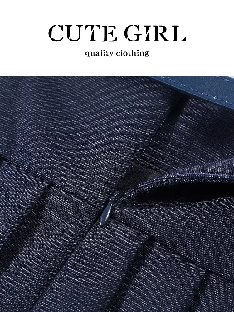 Váy xếp ly lưng cao phong cách Hàn Quốc dành cho nữ, váy chữ A chống lộ giảm tuổi mùa thu có thắt lưng