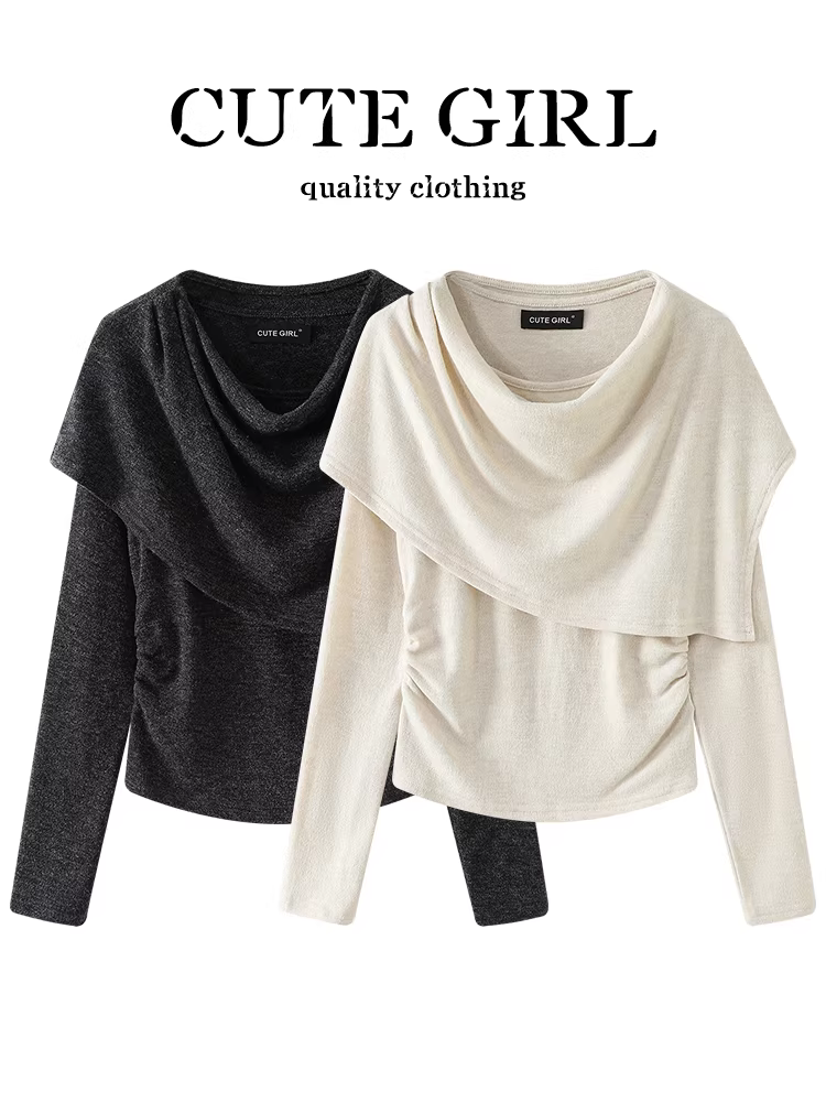 Áo dệt kim dài tay cổ tròn màu mơ cổ điển phong cách Hàn Quốc dành cho nữ, áo dệt kim dáng rộng đa năng cao cấp mùa thu dành cho nữ