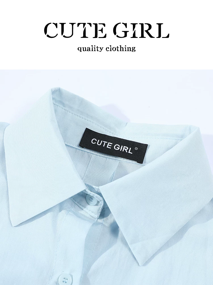 CuteGirl kiểu Pháp giản dị đơn giản áo chống nắng màu xanh dành cho nữ mặc mùa xuân bên trong áo yếm ngắn bộ hai món