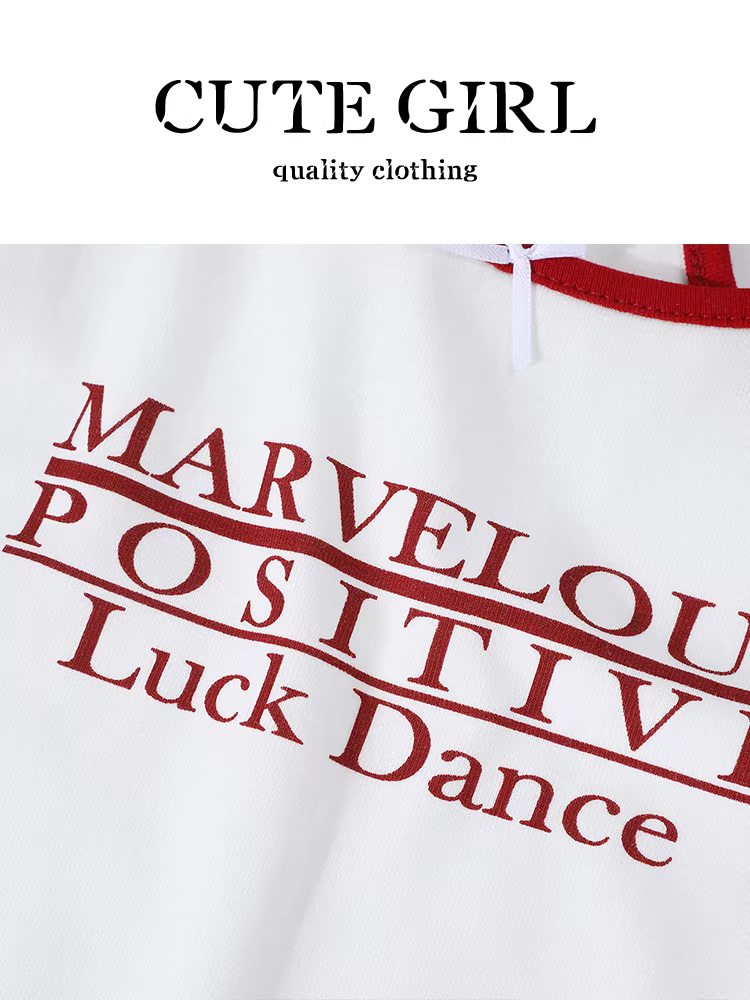 Áo yếm ngắn in chữ phong cách Mỹ của CuteGirl dành cho nữ mùa hè ngắn gọn vừa vặn