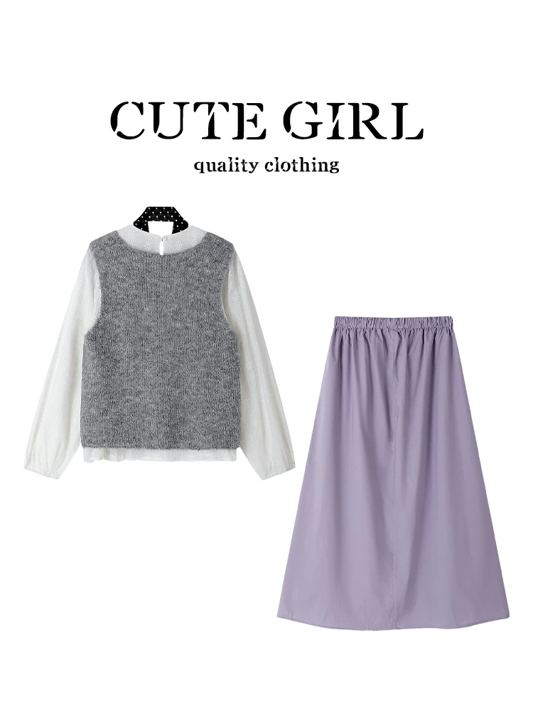 Trang phục mùa xuân của CuteGirl là một bộ hoàn chỉnh gồm áo kiểu nữ tính và ngọt ngào, áo vest cổ chữ V, áo cardigan, váy chữ A và bộ ba món.